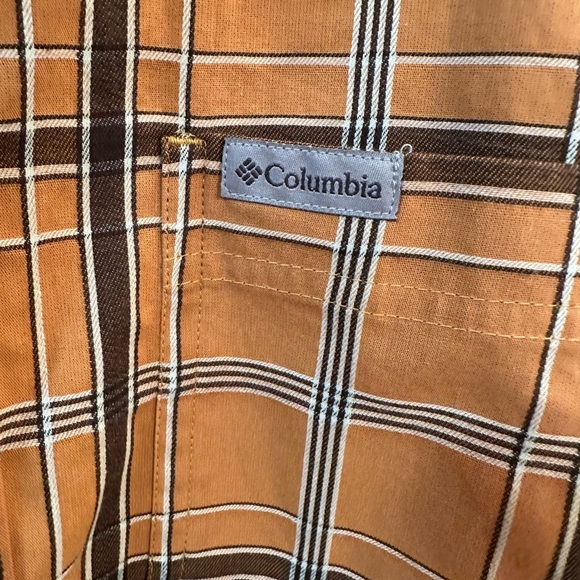 Columbia Shirt Button Down Long Sleeve Mens Sz Lg Plaid Orange/Brown - Picture 3 of 4